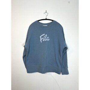 FILA Crew Neck Sweatshirt Womens XL Pullover Light Blue‎ Springlake Logo Spring